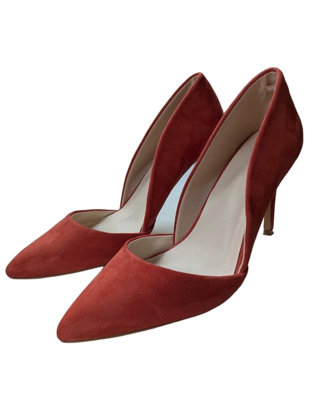 Halston Heritage red-orange vegan suede heels